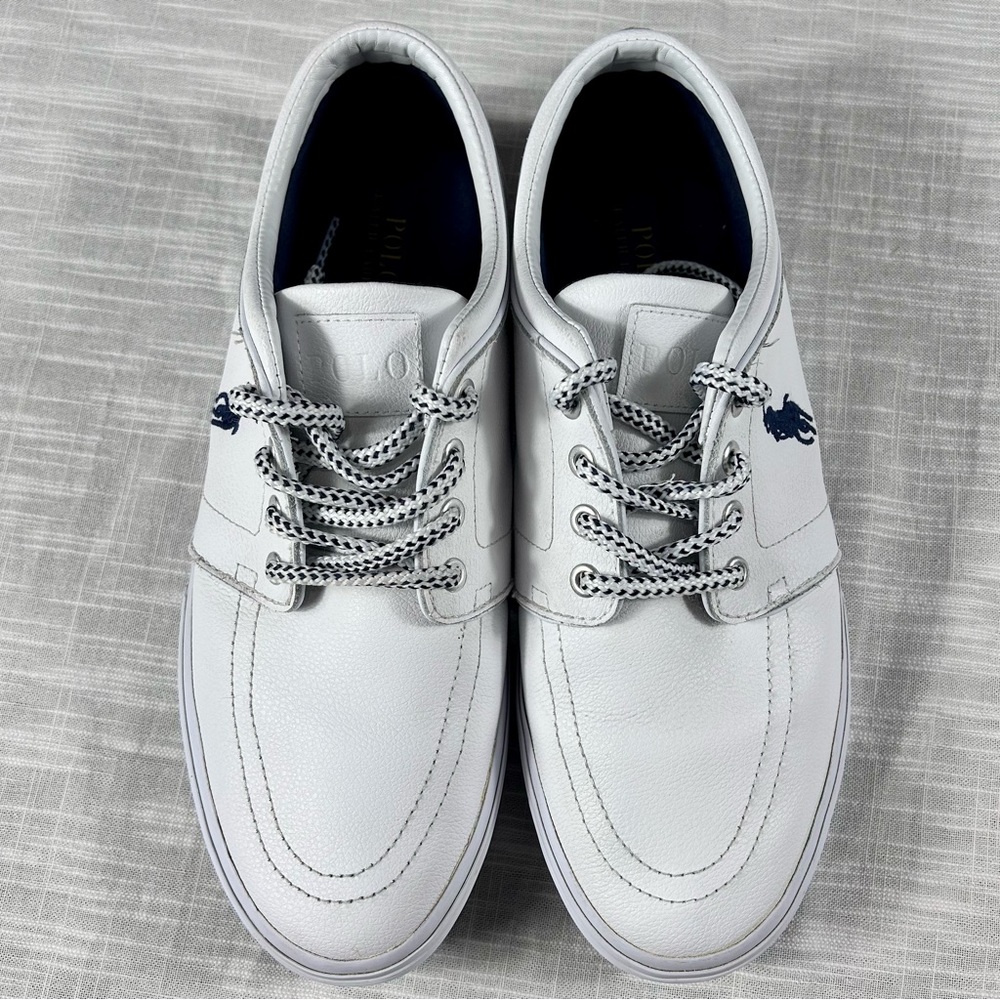 **SOLD**Polo Ralph Lauren Faxon Low White Genuine Leather lace up Mens shoes - Picture 7 of 16